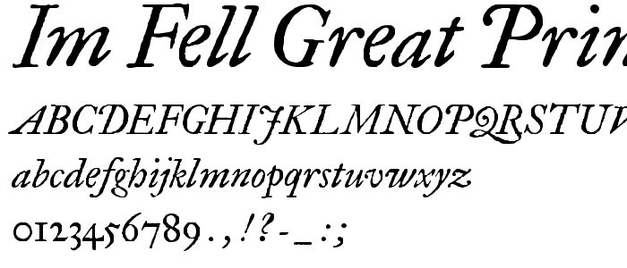 IM FELL Great Primer Italic font